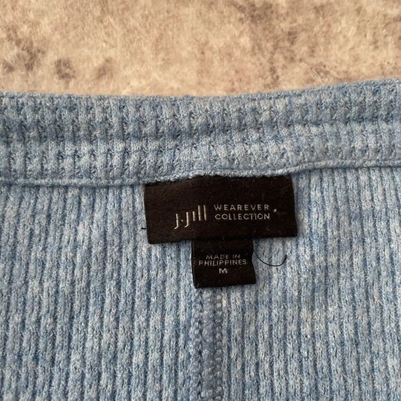J Jill Wearever Waffle Knit Dolman Sleeve Top Medium Blue - Picture 7 of 9